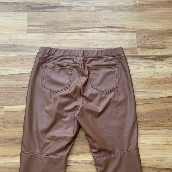 J. Jill Women's Large Petite Legging Skinny Pants Brown Faux Leather Pull On - Picture 4 of 7